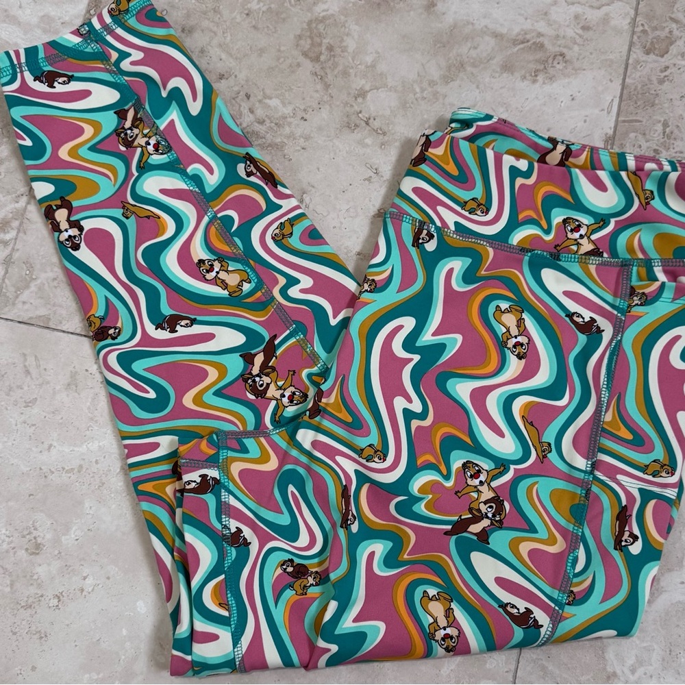 Disney Parks Chip & Dale Swirl Groovy Leggings